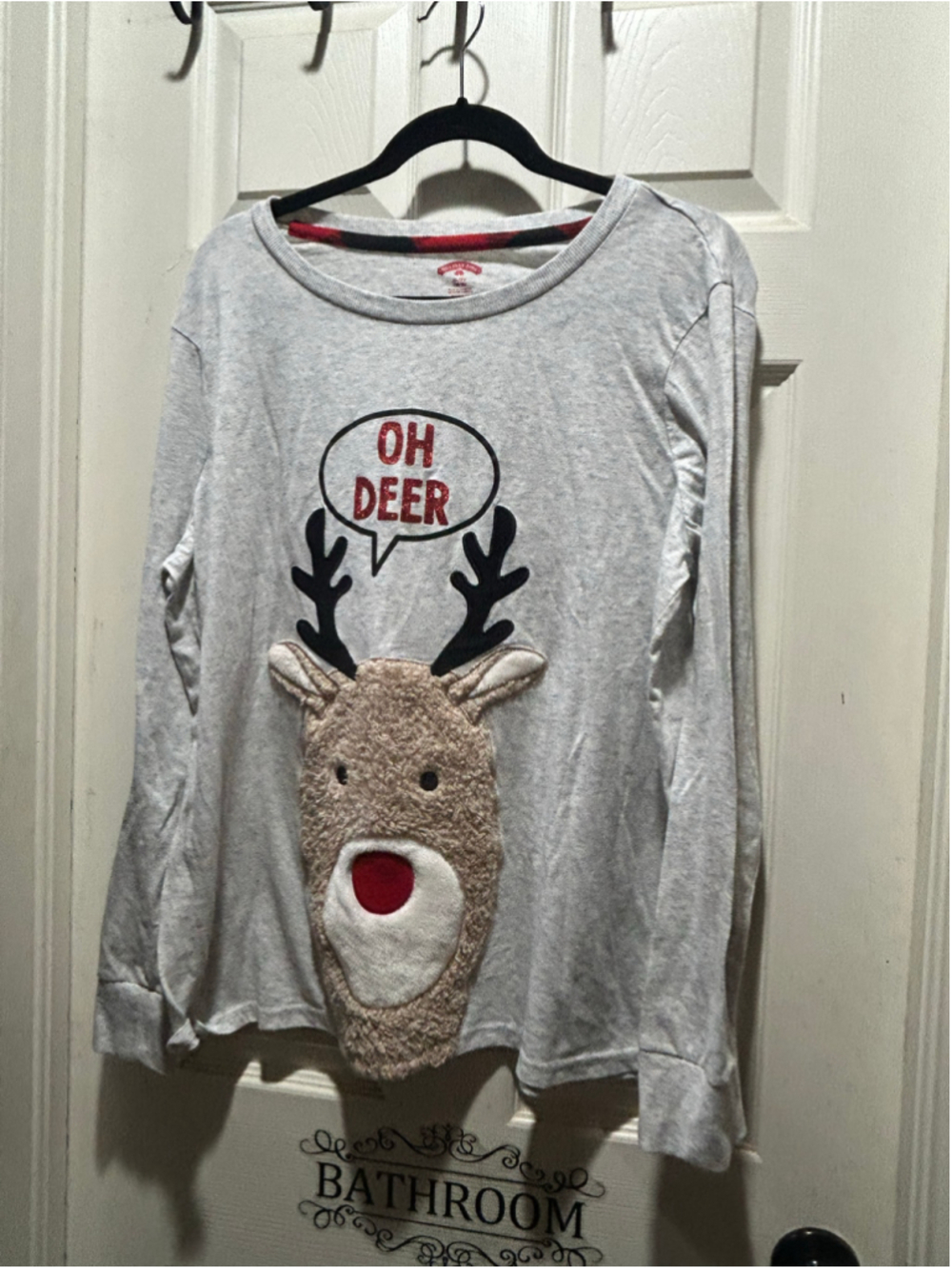 Women's Holiday Time Oh Deer Long Sleeve Tee Grey XL